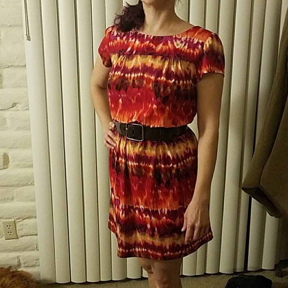 Ronni Nicole stretchy red multicolor dress